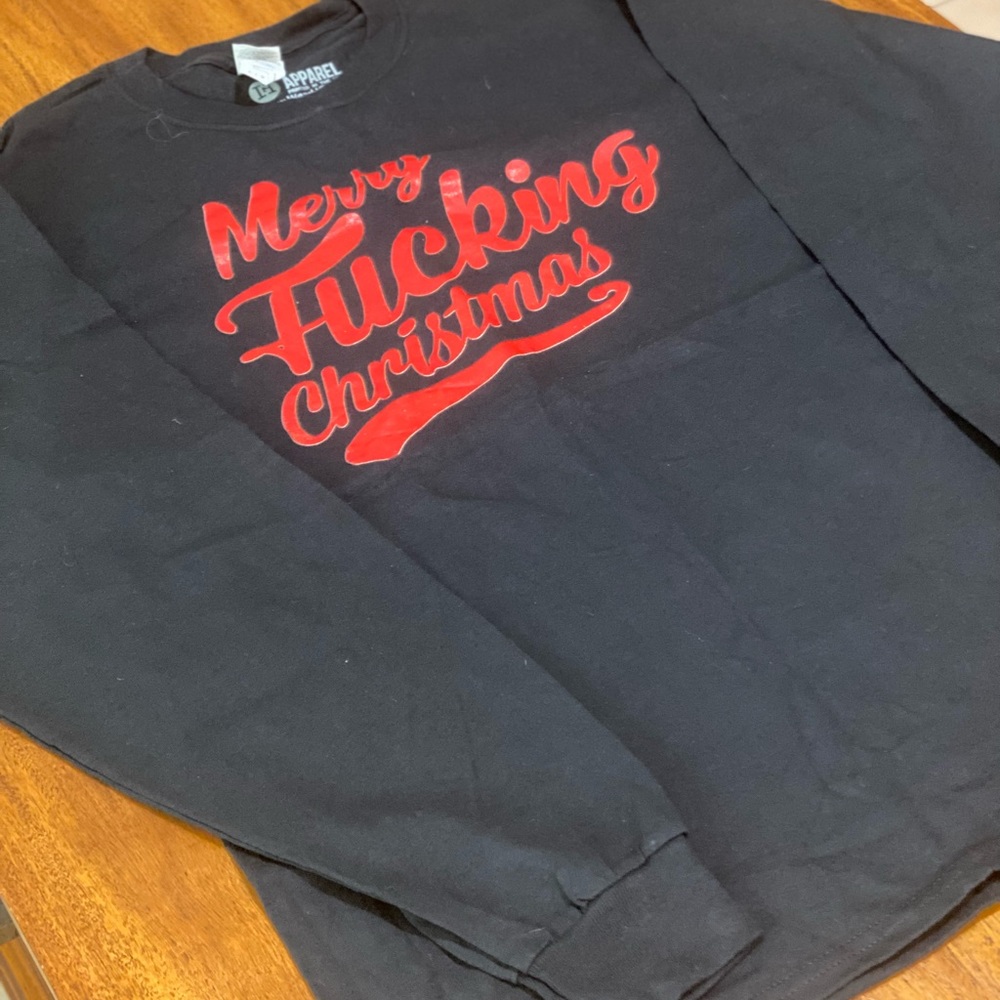 HG Apparel Merry Fucking Christmas Long Sleeve Shirt L Men Ugly Xmas Sweater NWT